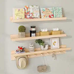 Unfinished Nursery Book Shelves Floating Picture Ledge 36 Inch Set of 3 Unfinished Nursery Book Shelves Floating Picture Ledge 36 Inch Set of 3