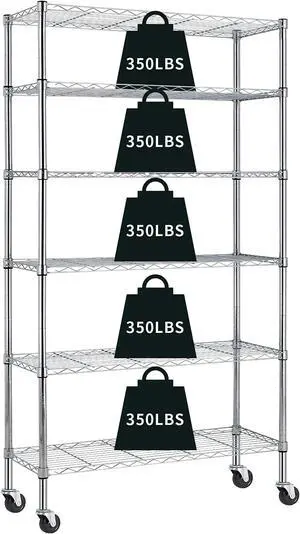 HCY 6-Tier Storage Shelf Heavy Duty Storage Shelving Unit NSF Height Adjustable Metal Rack with Wheels for Laundry Bathroom Kitchen Garage Pantry Organization 2100 LBS Capacity-82x48x18Chrome HCY 6-Tier Storage Shelf Heavy Duty Storage Shelving Unit NSF Height Adjustable Metal Rack with Wheels for Laundry Bathroom Kitchen Garage Pantry Organization 2100 LBS Capacity-82x48x18Chrome