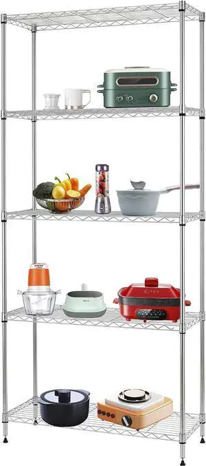 FDW 14" D×24" W×60" H Wire Shelving Unit Metal Commercial Shelf with 5 Tier Layer Rack Strong Steel for Restaurant Garage Pantry Kitchen Garage,Chrome FDW 14" D×24" W×60" H Wire Shelving Unit Metal Commercial Shelf with 5 Tier Layer Rack Strong Steel for Restaurant Garage Pantry Kitchen Garage,Chrome