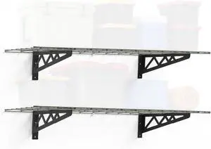 SafeRacks Steel Garage Wall Shelves 2-Pk w/Hooks, 500lb, Hammertone (18x48) SafeRacks Steel Garage Wall Shelves 2-Pk w/Hooks, 500lb, Hammertone (18x48)