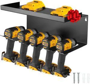Iron Forge Tools Metal Power Drill Organizer for Garage, 5 Drill Slots Iron Forge Tools Metal Power Drill Organizer for Garage, 5 Drill Slots