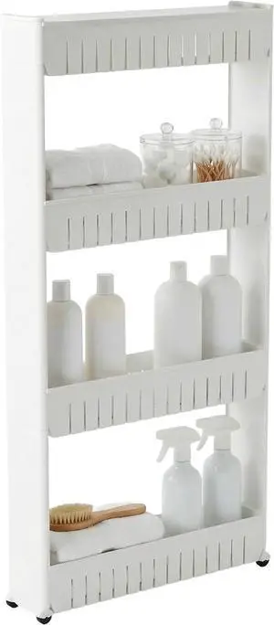 Lavish Home 4-Tier Storage Organizer Rack, 21.5x5x40 White Spice Rack Lavish Home 4-Tier Storage Organizer Rack, 21.5x5x40 White Spice Rack