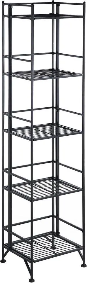 Convenience Concepts Xtra Storage Shelves - 5-Tier Folding Metal Storage Shelves, Closet Organizer for Office, Laundry Room, Bedroom, Garage, Kitchen, Bathroom, Black Convenience Concepts Xtra Storage Shelves - 5-Tier Folding Metal Storage Shelves, Closet Organizer for Office, Laundry Room, Bedroom, Garage, Kitchen, Bathroom, Black