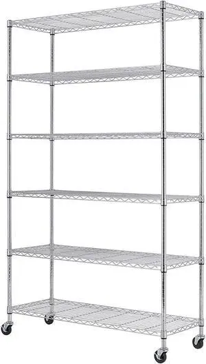 FDW 18x45x82 inch Wire Shelving Unit with Wheels Steel 6 Tier Heavy Duty Layer Rack Storage Metal Shelf Garage Organizer Wire Rack Shelving Adjustable Utility 2100 LBS Capacity,Chrome FDW 18x45x82 inch Wire Shelving Unit with Wheels Steel 6 Tier Heavy Duty Layer Rack Storage Metal Shelf Garage Organizer Wire Rack Shelving Adjustable Utility 2100 LBS Capacity,Chrome