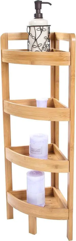 31.5" 4 Tier Bamboo Corner Storage Shelf By Trademark Innovations 31.5" 4 Tier Bamboo Corner Storage Shelf By Trademark Innovations