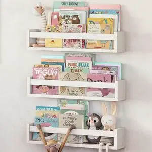 NATURE SUPPLIES Set of 3, 16.4" White Floating Nursery Shelves for Wall, Kids Bookshelf for Bedroom, Nursery Storage, Decorative Display for Kids Rooms, Modern Wall-Mounted Organizer for Home NATURE SUPPLIES Set of 3, 16.4" White Floating Nursery Shelves for Wall, Kids Bookshelf for Bedroom, Nursery Storage, Decorative Display for Kids Rooms, Modern Wall-Mounted Organizer for Home
