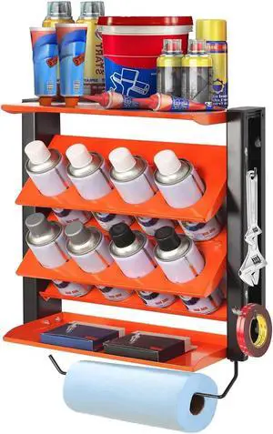 Spray Can Holder, Wall Mount Paint Bottle Organizer 8 Holes & 2 Shelves Spray Can Holder, Wall Mount Paint Bottle Organizer 8 Holes & 2 Shelves