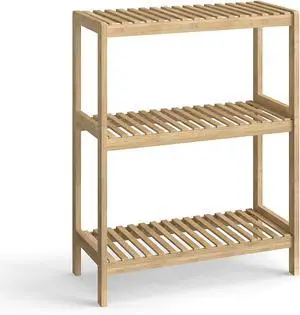 3-Tier Bamboo Freestanding Shelf Multi-use Small Bookshelf Bookcase 3-Tier Bamboo Freestanding Shelf Multi-use Small Bookshelf Bookcase