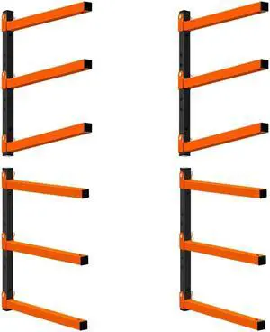 Homydom Heavy Duty Wall Mounted Lumber Storage Rack, 3-Level, 4 Pack Metal Garage Shelving System for Wood, Pipes & Skis, 300 Lbs Capacity Organizer Bracket (Black/Orange) Homydom Heavy Duty Wall Mounted Lumber Storage Rack, 3-Level, 4 Pack Metal Garage Shelving System for Wood, Pipes & Skis, 300 Lbs Capacity Organizer Bracket (Black/Orange)
