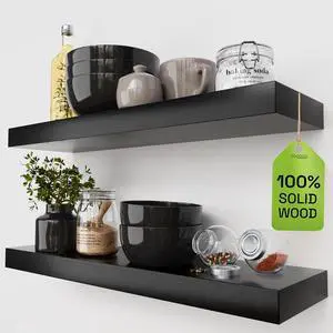 Solid Wood Floating Shelves for Wall 24 inch Black, Wooden Bathroom Shelf Solid Wood Floating Shelves for Wall 24 inch Black, Wooden Bathroom Shelf