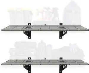 MonsterRax 18x36 White Garage Wall Shelf 2-Pack, 500lb, Hammertone MonsterRax 18x36 White Garage Wall Shelf 2-Pack, 500lb, Hammertone