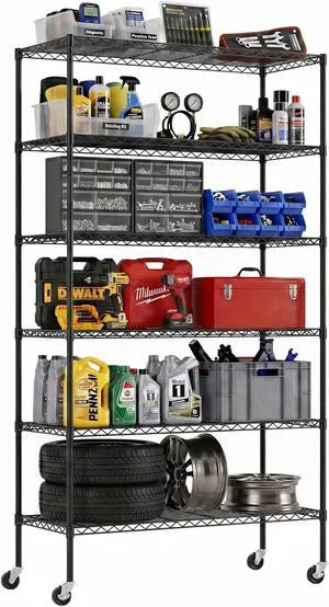 BestOffice Commercial Wire Shelving Unit Metal Shelf Casters Adjustable Layer Rack Strong Steel for Restaurant Garage Pantry Kitchen Garage (45×18×82, Black) BestOffice Commercial Wire Shelving Unit Metal Shelf Casters Adjustable Layer Rack Strong Steel for Restaurant Garage Pantry Kitchen Garage (45×18×82, Black)