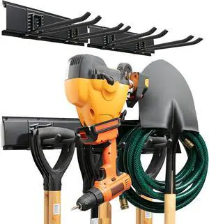 TIDYME Garage Tool Organizer Wall Mount, 32", 2 Racks 4 Hooks, 200 lbs TIDYME Garage Tool Organizer Wall Mount, 32", 2 Racks 4 Hooks, 200 lbs