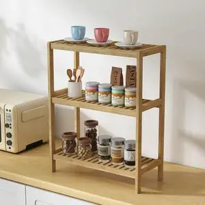 Kinsuite 3-Tier Bamboo Rack Multifunctional - Utility Storage Shelf Plant Flower Stand Storage Rack Bathroom Kitchen Living Room Holder, Natural Kinsuite 3-Tier Bamboo Rack Multifunctional - Utility Storage Shelf Plant Flower Stand Storage Rack Bathroom Kitchen Living Room Holder, Natural