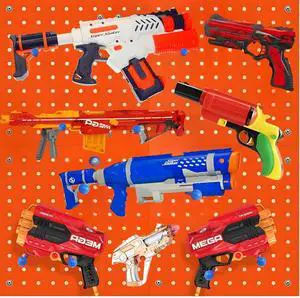 Wooden Peg Board for Nerf Gun Storage Organizer 13 x 13 x 0.31 in - Orange Wooden Peg Board for Nerf Gun Storage Organizer 13 x 13 x 0.31 in - Orange