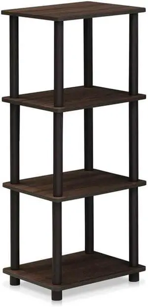 FURINNO Turn-N-Tube Shelf, 3 Space, Walnut/Brown FURINNO Turn-N-Tube Shelf, 3 Space, Walnut/Brown