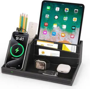 Fast Wireless Charging Station with Desk Organizer for iPhone 17/16/15/15 Pro/14/14 Pro Max/14 Pro/14 Plus/13/13 Pro Max/13 Pro/and iPhone 12/11 Series, Nightstand Desktop Organizer for Home Office Fast Wireless Charging Station with Desk Organizer for iPhone 17/16/15/15 Pro/14/14 Pro Max/14 Pro/14 Plus/13/13 Pro Max/13 Pro/and iPhone 12/11 Series, Nightstand Desktop Organizer for Home Office