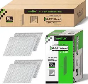 meite 16 Gauge Finish Nails 2-1/2 Inch 20° Angled Galvanized 20,000PCS meite 16 Gauge Finish Nails 2-1/2 Inch 20° Angled Galvanized 20,000PCS