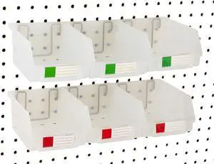 Pegboard Bins 6 Pack Clear Large - Hooks to Any Peg Board - Organize Hardware, Accessories, Attachments, Workbench, Garage Storage, Craft Room, Tool Shed, Hobby Supplies, Small Parts Pegboard Bins 6 Pack Clear Large - Hooks to Any Peg Board - Organize Hardware, Accessories, Attachments, Workbench, Garage Storage, Craft Room, Tool Shed, Hobby Supplies, Small Parts