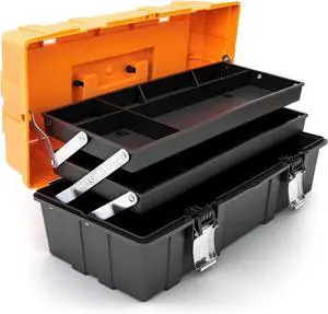 Torin 17-Inch Plastic Tool Box,3-Tiers Multi-Function Storage Portable Toolbox Organizer, Black/Orange ATRJH-3430T Torin 17-Inch Plastic Tool Box,3-Tiers Multi-Function Storage Portable Toolbox Organizer, Black/Orange ATRJH-3430T