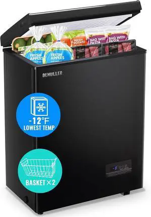 DEMULLER Chest Freezer 4.0 CU. FT Ultra-low Temperature Deep Freezers (Down to -12 ) with TWO Removable Baskets Accurate Display of Cabinet Temp Freestanding Black DEMULLER Chest Freezer 4.0 CU. FT Ultra-low Temperature Deep Freezers (Down to -12 ) with TWO Removable Baskets Accurate Display of Cabinet Temp Freestanding Black