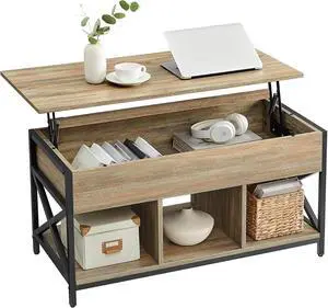 VASAGLE Lift Top Coffee Table with Storage Shelf, 3 Compartments VASAGLE Lift Top Coffee Table with Storage Shelf, 3 Compartments