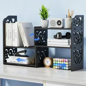YGYQZ Adjustable Desktop Shelf Organizer, 3-Tier Desk Shelf, Black Pattern YGYQZ Adjustable Desktop Shelf Organizer, 3-Tier Desk Shelf, Black Pattern