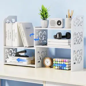 YGYQZ Adjustable Desktop Shelf Organizer, 3-Tier Desk Shelf, White Pattern YGYQZ Adjustable Desktop Shelf Organizer, 3-Tier Desk Shelf, White Pattern