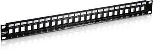 TRENDnet 24-Port Blank Keystone 1U Patch Panel, 19" Metal Rackmount Housing, Recommended with TC-K25C6 & TC-K50C6 Cat6 Keystone Jacks (Sold Separately), Black, TC-KP24 TRENDnet 24-Port Blank Keystone 1U Patch Panel, 19" Metal Rackmount Housing, Recommended with TC-K25C6 & TC-K50C6 Cat6 Keystone Jacks (Sold Separately), Black, TC-KP24