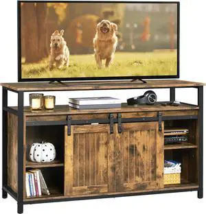Yaheetech Tall Farmhouse TV Stand for 65 Inch TV, Barn Doors, Rustic Brown Yaheetech Tall Farmhouse TV Stand for 65 Inch TV, Barn Doors, Rustic Brown