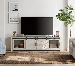 WAMPAT Farmhouse TV Stand for 75" TV, Antique White WAMPAT Farmhouse TV Stand for 75" TV, Antique White