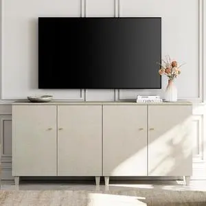 WAMPAT Modern Wood TV Stands Cabinets for TVs up to 75 Inches, Beige Linen WAMPAT Modern Wood TV Stands Cabinets for TVs up to 75 Inches, Beige Linen