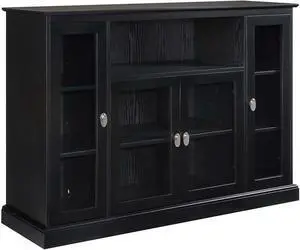 Summit Highboy TV Stand with Storage Cabinets and Shelves , Black Summit Highboy TV Stand with Storage Cabinets and Shelves , Black