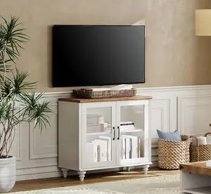 WAMPAT TV Stand for 43 Inch TV with Storage Cabinet, White WAMPAT TV Stand for 43 Inch TV with Storage Cabinet, White