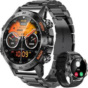 Military Smart Watches for Men(Answer/Make Call), Tactical Smartwatch for Android iOS, 400mAh Battery/Sports Tracking/Health/Sleep Monitoring Military Smart Watches for Men(Answer/Make Call), Tactical Smartwatch for Android iOS, 400mAh Battery/Sports Tracking/Health/Sleep Monitoring