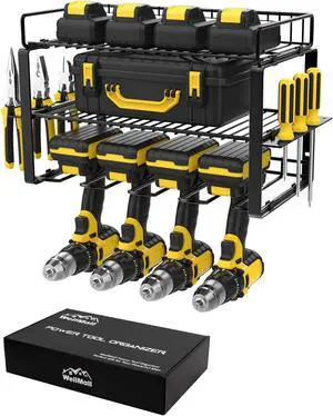 Power Tool Organizer Holder - Wall Mount Style for Power Tool Drill as Heavy Duty Tool Shelf & Tool Rack with Compact Packed with Color Box, Great Gift for Man Power Tool Organizer Holder - Wall Mount Style for Power Tool Drill as Heavy Duty Tool Shelf & Tool Rack with Compact Packed with Color Box, Great Gift for Man