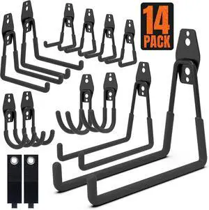 HUHOLE 14PC Garage Hooks Heavy Duty, Utility Garage Storage Hooks, Wall Mount Garage Hooks with Anti-Slip Coating for Hanging Ropes, Bikes, Ladders and Bulk Items. HUHOLE 14PC Garage Hooks Heavy Duty, Utility Garage Storage Hooks, Wall Mount Garage Hooks with Anti-Slip Coating for Hanging Ropes, Bikes, Ladders and Bulk Items.