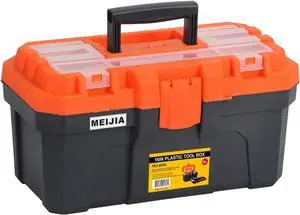 MEIJIA Portable Tool Storage Box, Organizers With Foldable Latches And Removable Tray(Black And Orange) (16"x9"x8") MEIJIA Portable Tool Storage Box, Organizers With Foldable Latches And Removable Tray(Black And Orange) (16"x9"x8")