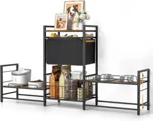 Lomivra Dog Feeding Station with 2 Elevated Bowl Stands & Large Storage Lomivra Dog Feeding Station with 2 Elevated Bowl Stands & Large Storage