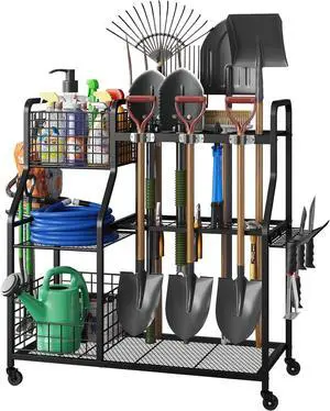 keomaisyto Garden Tool Holder Organizer with Heavy Duty Wheels for Garage keomaisyto Garden Tool Holder Organizer with Heavy Duty Wheels for Garage