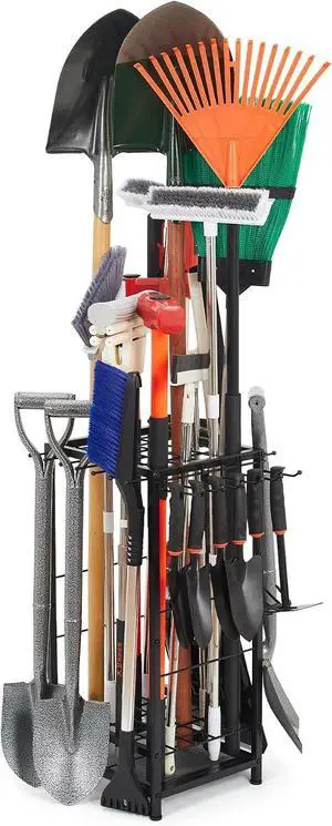 Garden Tool Organizer Holds 50 Long-Handled Tools/Rakes/Brooms/Shovles for Garage Organization and Storage, Shed, Outdoor, Lawn, Heavy-Duty Steel, Black, Easy Assembly (Corner Tool Organizer) Garden Tool Organizer Holds 50 Long-Handled Tools/Rakes/Brooms/Shovles for Garage Organization and Storage, Shed, Outdoor, Lawn, Heavy-Duty Steel, Black, Easy Assembly (Corner Tool Organizer)