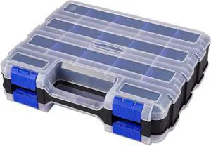 Hardware Organizer Box with 34 Compartments & Removable Dividers - Durable Plastic Double Side Tools Box for Nuts, Bolts, Screws, Nails & Small Hardware (Blue) Hardware Organizer Box with 34 Compartments & Removable Dividers - Durable Plastic Double Side Tools Box for Nuts, Bolts, Screws, Nails & Small Hardware (Blue)