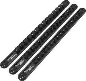 Precision Defined Aluminum Tool Socket Holder 3-Piece Set | Black, 1/4-Inch x 16, 3/8-Inch x 16, 1/2-Inch x 14 Clips | 360 Rotation - Heavy Duty Socket Rails Organizer Precision Defined Aluminum Tool Socket Holder 3-Piece Set | Black, 1/4-Inch x 16, 3/8-Inch x 16, 1/2-Inch x 14 Clips | 360 Rotation - Heavy Duty Socket Rails Organizer