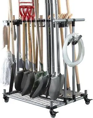 Heavy duty garden tool organizer garage storage holder storage large long farming tools lawn tool metal rack shovel and rake organizer Heavy duty garden tool organizer garage storage holder storage large long farming tools lawn tool metal rack shovel and rake organizer