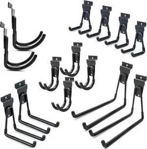 Slatwall Hooks 14 Pack, Heavy Duty Garage Wall Organizer, Multi-Size Hanging Hooks Compatible with Proslat, StoreWALL and HandiWall Slatwall Hooks 14 Pack, Heavy Duty Garage Wall Organizer, Multi-Size Hanging Hooks Compatible with Proslat, StoreWALL and HandiWall