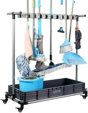 broom and mop holder put wet mops movable Commercial mop rack cleaning tool cart storage for garden garage organizer mop drain rack broom and mop holder put wet mops movable Commercial mop rack cleaning tool cart storage for garden garage organizer mop drain rack