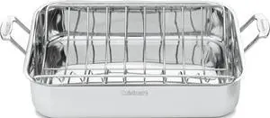 Cuisinart 16-Inch Roasting Pan, Induction Compatible Premium Rectangular Roaster Pan With Rack, Stainless Steel Roasting Pan with Rack, Large Capacity, Dishwasher Safe Cuisinart 16-Inch Roasting Pan, Induction Compatible Premium Rectangular Roaster Pan With Rack, Stainless Steel Roasting Pan with Rack, Large Capacity, Dishwasher Safe