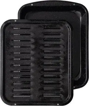 Broiler Pan for Oven Nonstick Porcelain Enamel Coated - W 12. 62" X L 16.75" GE WB48X10056 Replacement for Oven With Rack Withstands High Temperatures - Circulates Heat Evenly and Drains Fat Broiler Pan for Oven Nonstick Porcelain Enamel Coated - W 12. 62" X L 16.75" GE WB48X10056 Replacement for Oven With Rack Withstands High Temperatures - Circulates Heat Evenly and Drains Fat