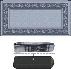 EEZ RV Products 9x18VG Heavy Duty Reversible/Durable Outdoor Patio/RVing Mats(9ft x18ft Vine Grey) Come with Large Storage Bag & 6 Sets of Stakes and Washer EEZ RV Products 9x18VG Heavy Duty Reversible/Durable Outdoor Patio/RVing Mats(9ft x18ft Vine Grey) Come with Large Storage Bag & 6 Sets of Stakes and Washer