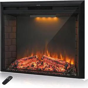 36'' Electric Fireplace Insert, Retro Recessed Fireplace Heater with Fire Cracking Sound, Remote Control & Timer, 750/1500W, Black 36'' Electric Fireplace Insert, Retro Recessed Fireplace Heater with Fire Cracking Sound, Remote Control & Timer, 750/1500W, Black